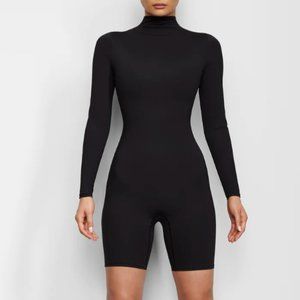 Skims ALL-IN-ONE LONG SLEEVE MID THIGH ONESIE, Caramel, Large, NWT! Sold out!